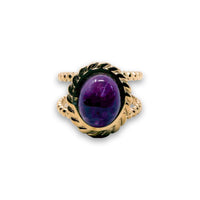 Amethyst Two Band Crystal Ring Ring -Crystal House of Intuition Inc
