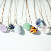 Moss Agate Teardrop Necklace (I AM ENOUGH) Necklace -Teardrop V70