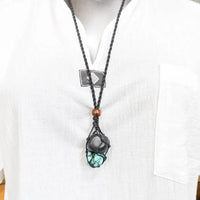 Macramé Crystal Holder Necklace House of Intuition Inc