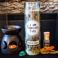 Green & Black "Write-Your-Own-Prayer" Candle - FINANCIAL STABILITY Candle -Prayer V95