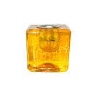 Spirit Candle Holder - Glass Cube Yellow Candle -Mini Candle Holder Whse