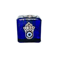 Spirit Candle Holder - Blue Hamsa Candle -Mini Candle Holder Whse