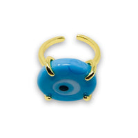 Evil Eye Round Glass Adjustable Ring Ring -Crystal Whse