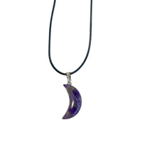 Amethyst Quartz Moon Cord Necklace Necklace -Cord Whse