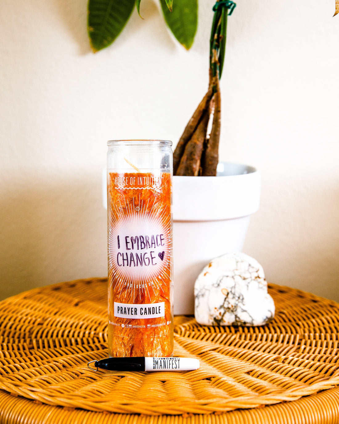 Orange "Write-Your-Own-Prayer" Candle - ATTAINING GOALS Candle -Prayer 4AB 