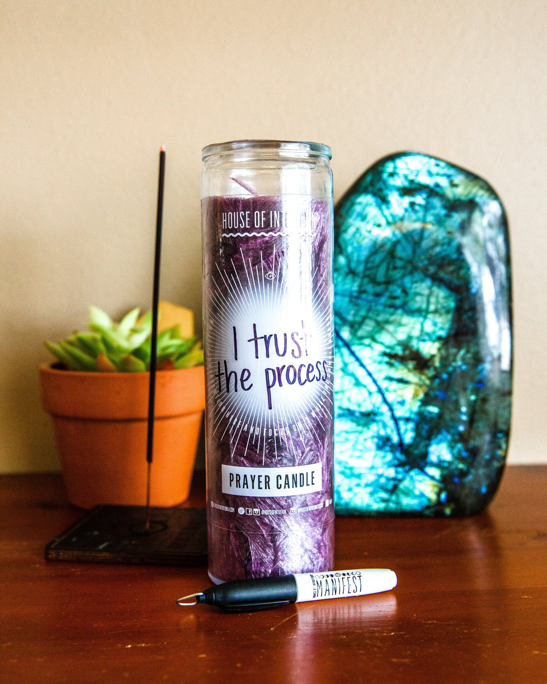 Dark Purple "Write-Your-Own-Prayer" Candle - INTUITION Candle -Prayer 4AB 