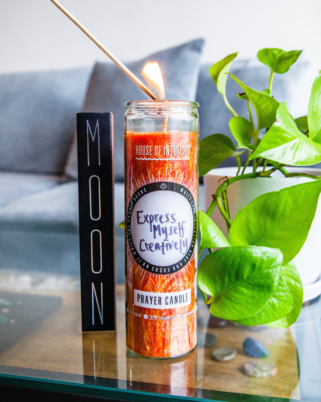 Orange "Write-Your-Own-Prayer" Candle - ATTAINING GOALS Candle -Prayer 4AB 