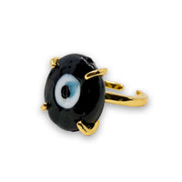 Evil Eye Round Glass Adjustable Ring Ring -Crystal Whse 