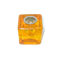 Spirit Candle Holder - Glass Cube Yellow Candle -Mini Candle Holder Whse 