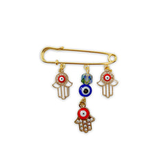 Talisman Pin - Three Hamsa Hand Red Charms & Pendants -Pin Whse 