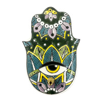 Incense Holder & Trinket Dish - Ceramic Green Hamsa Hand Incense & Holders -Holder Whse 
