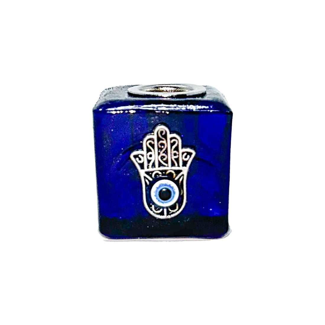 Spirit Candle Holder - Blue Hamsa Candle -Mini Candle Holder Whse 