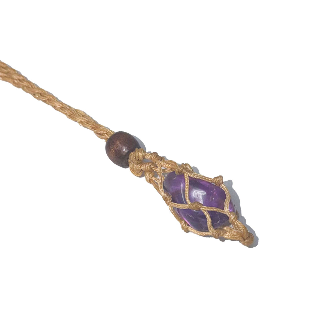 Macramé Crystal Holder Necklace Necklace -Cord WhseD Beige 