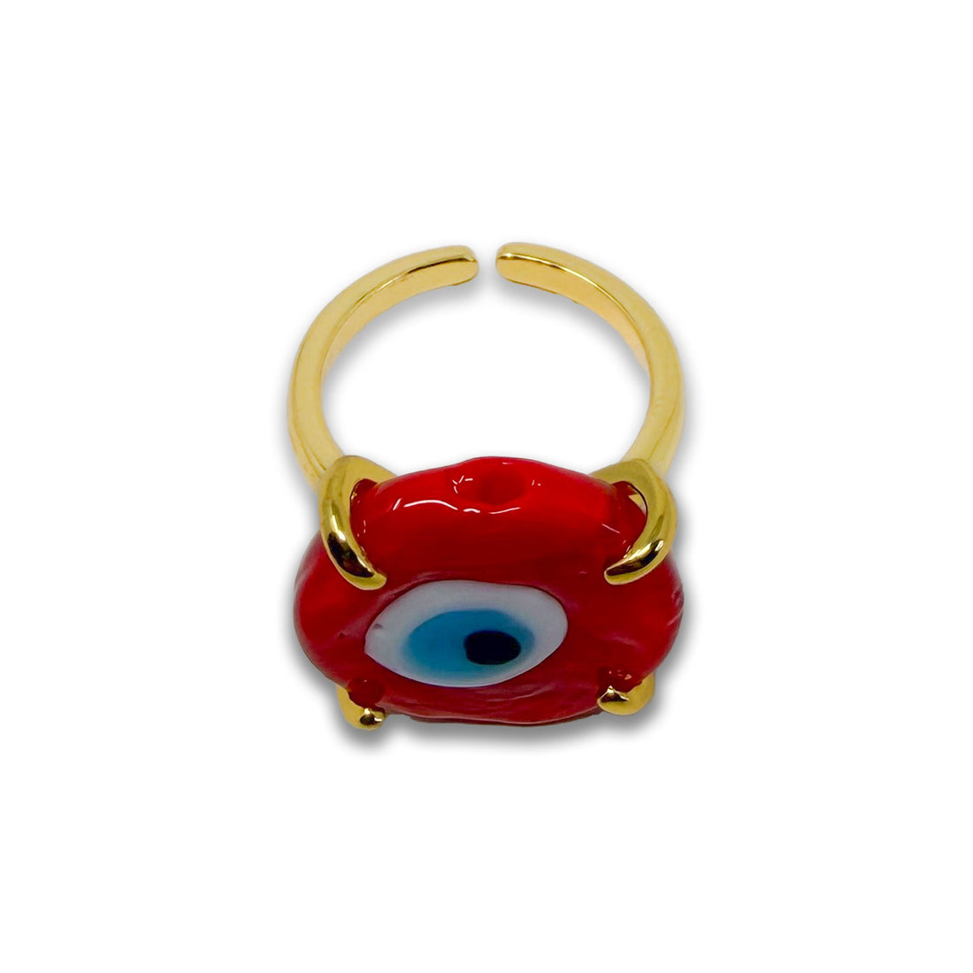 Evil Eye Round Glass Adjustable Ring Ring -Crystal Whse 