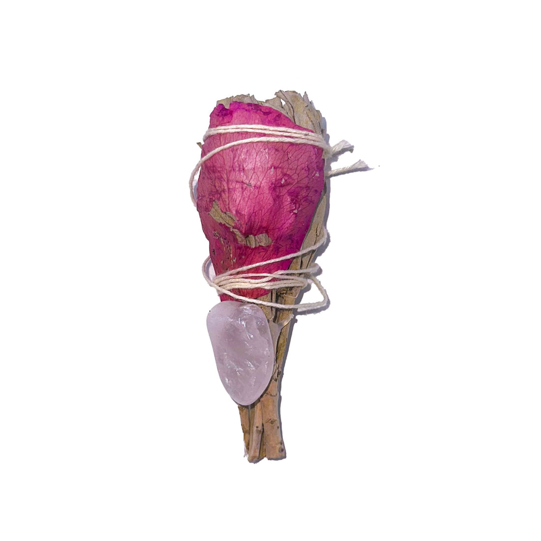 Sage Torch w/ Rose Petals & Rose Quartz Incense & Holders -Smudge V50A 