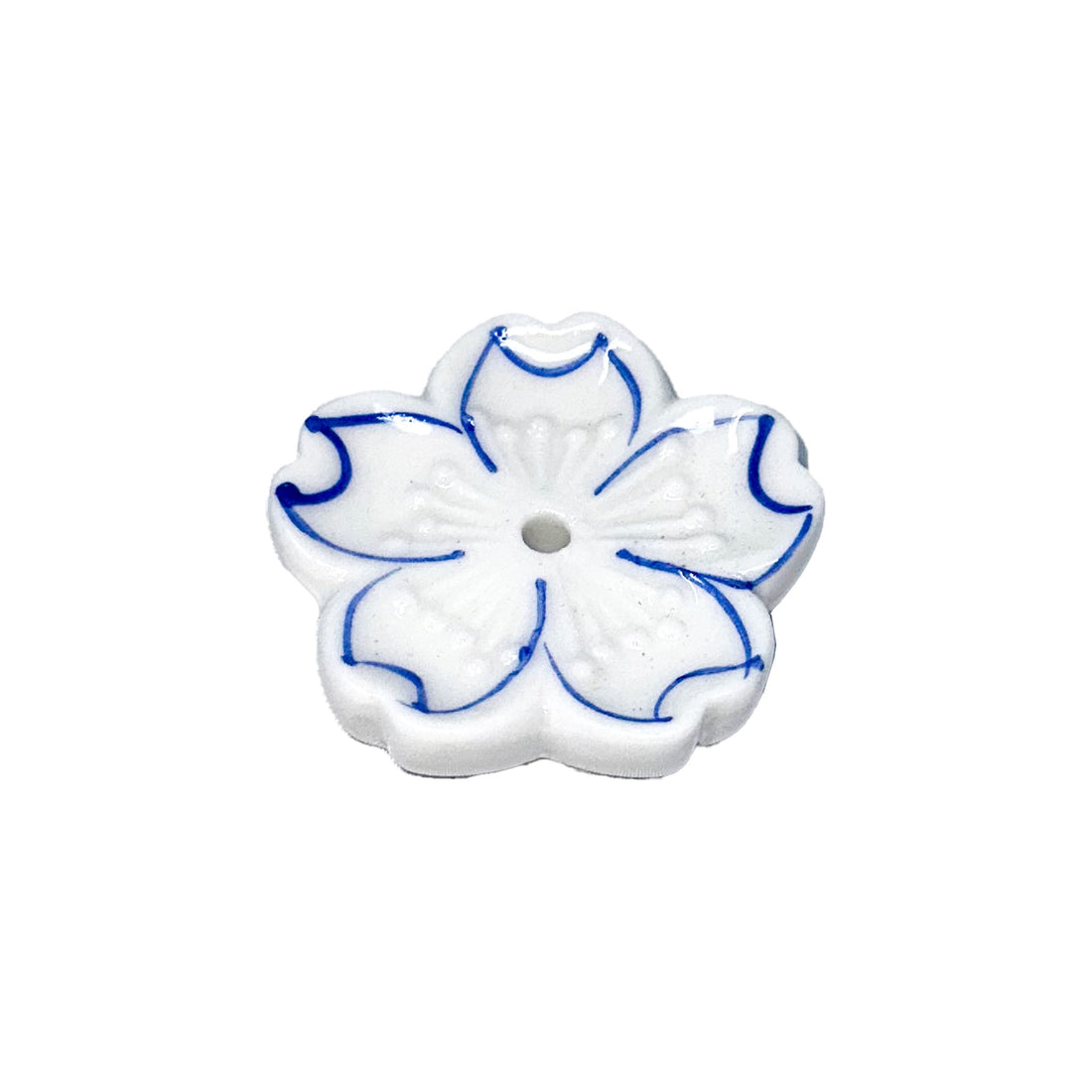 Ceramic Flower Incense Burner Incense & Holders -Incense Whse White & Blue 