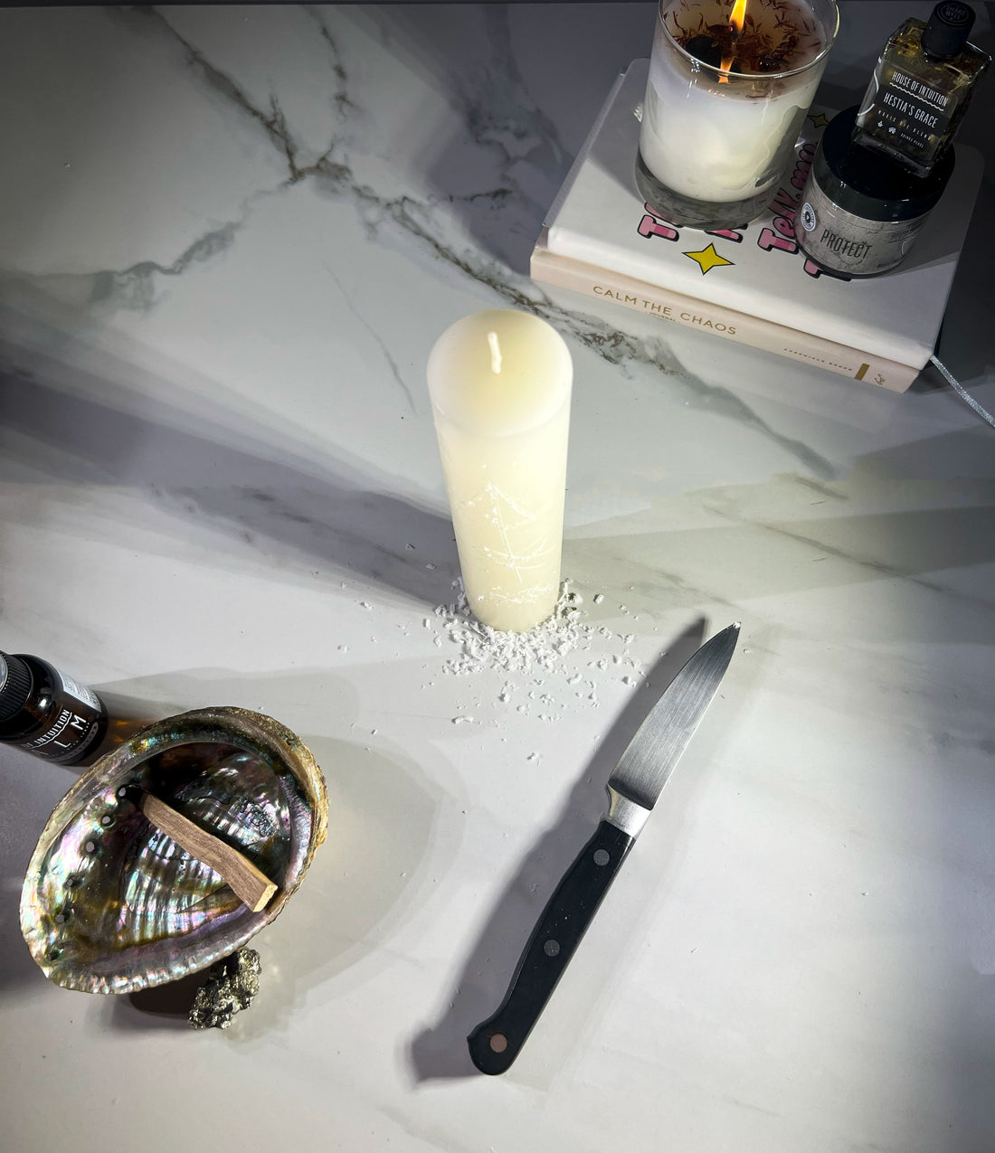 HEALING - WHITE - Spellcasting Pillar Candle for Symbol Carving & Herb Rolling Candle -Pillar V380 
