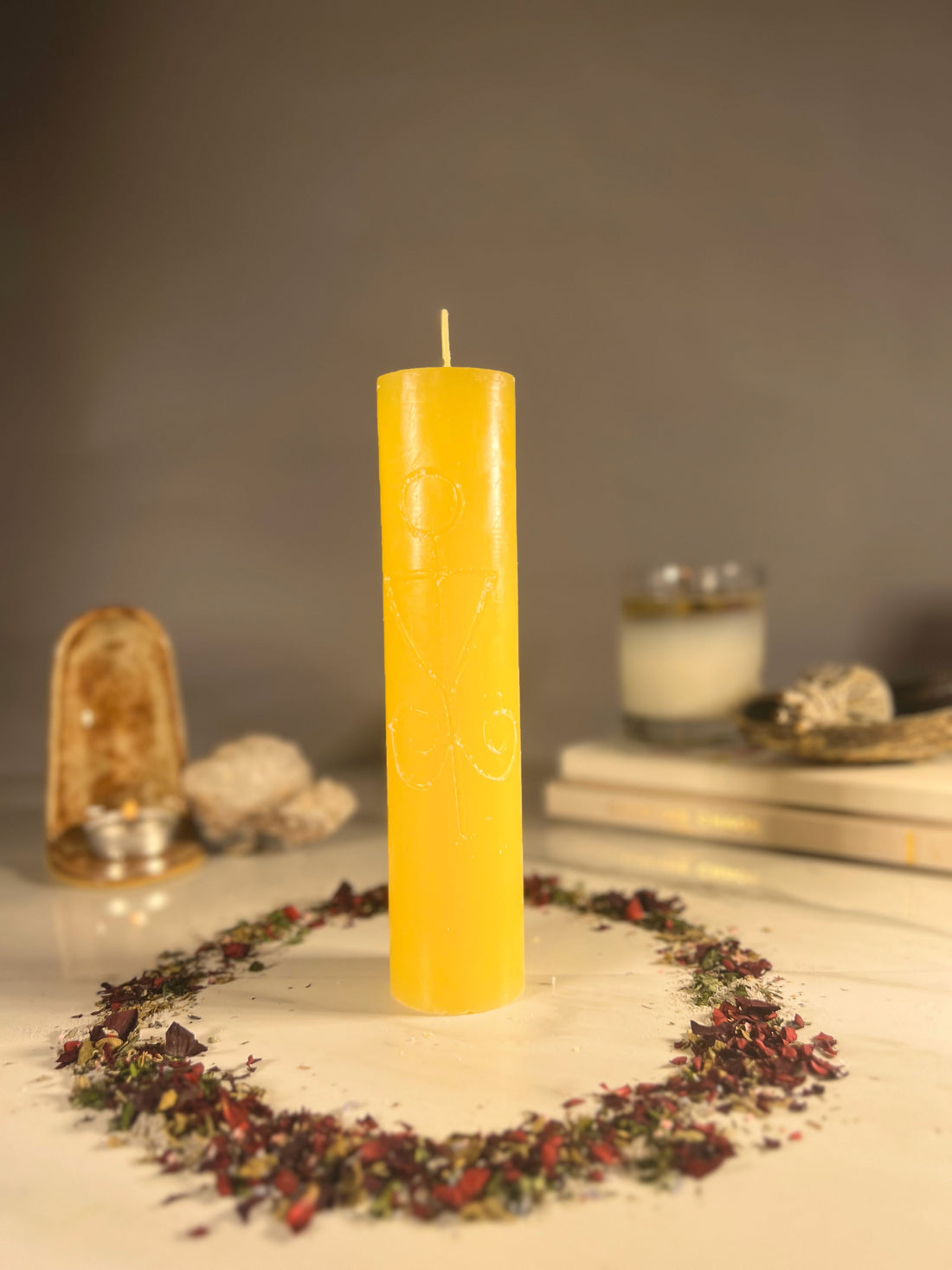 WISDOM - YELLOW - Spellcasting Pillar Candle for Symbol Carving & Herb Rolling Candle -Pillar V380 