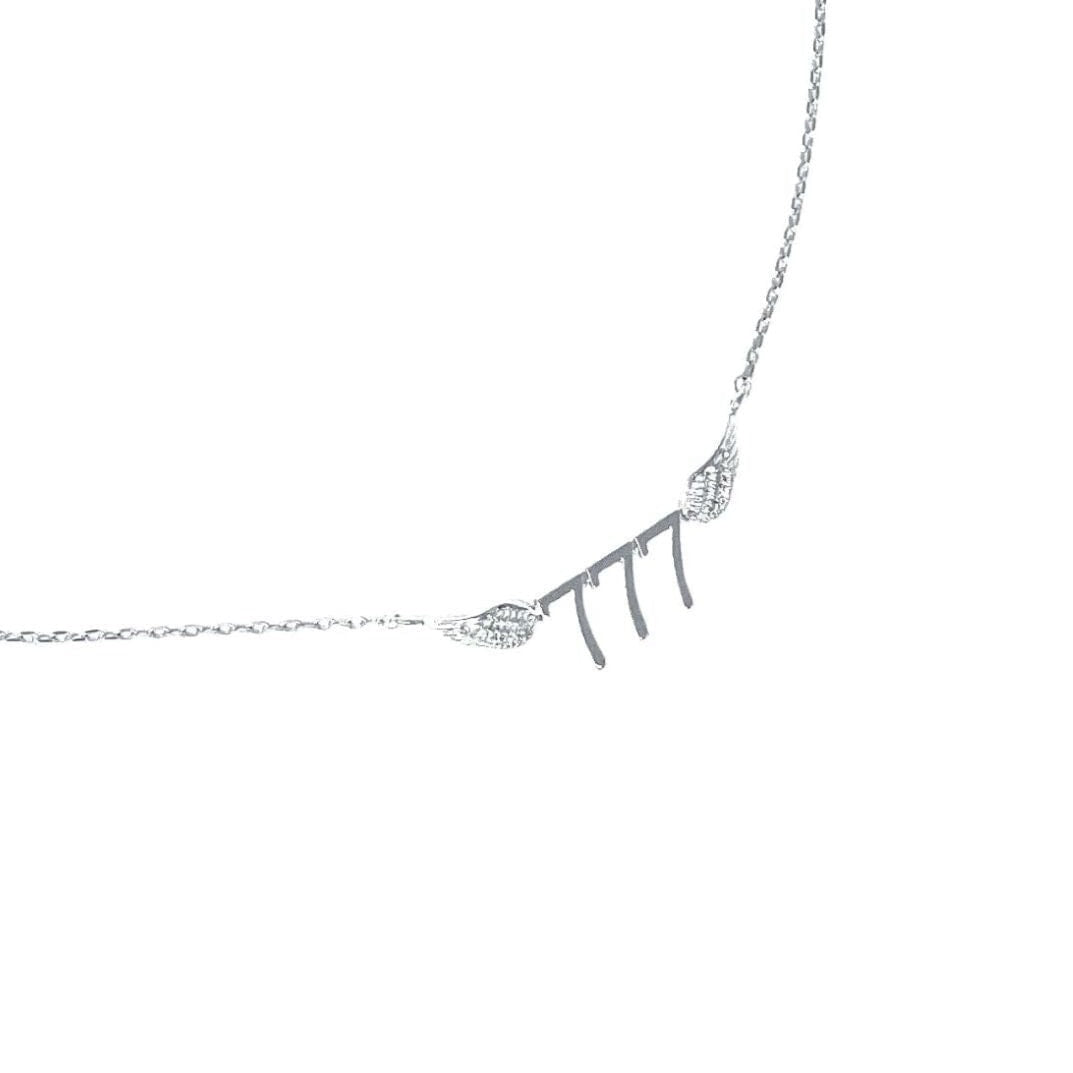 777 Angel Number Necklace (Silver) Necklaces Crystals 