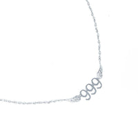 999 Angel Number Necklace (Silver) Necklaces Crystals 